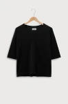 Lekki T-shirt jedwab-kaszmir, czarny 