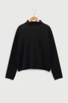 Sweter ze stójką, czarny 100% kaszmir