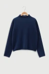 Sweter ze stójką, granat 100% kaszmir