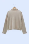 Sweter ze stójką, beż 100% kaszmir